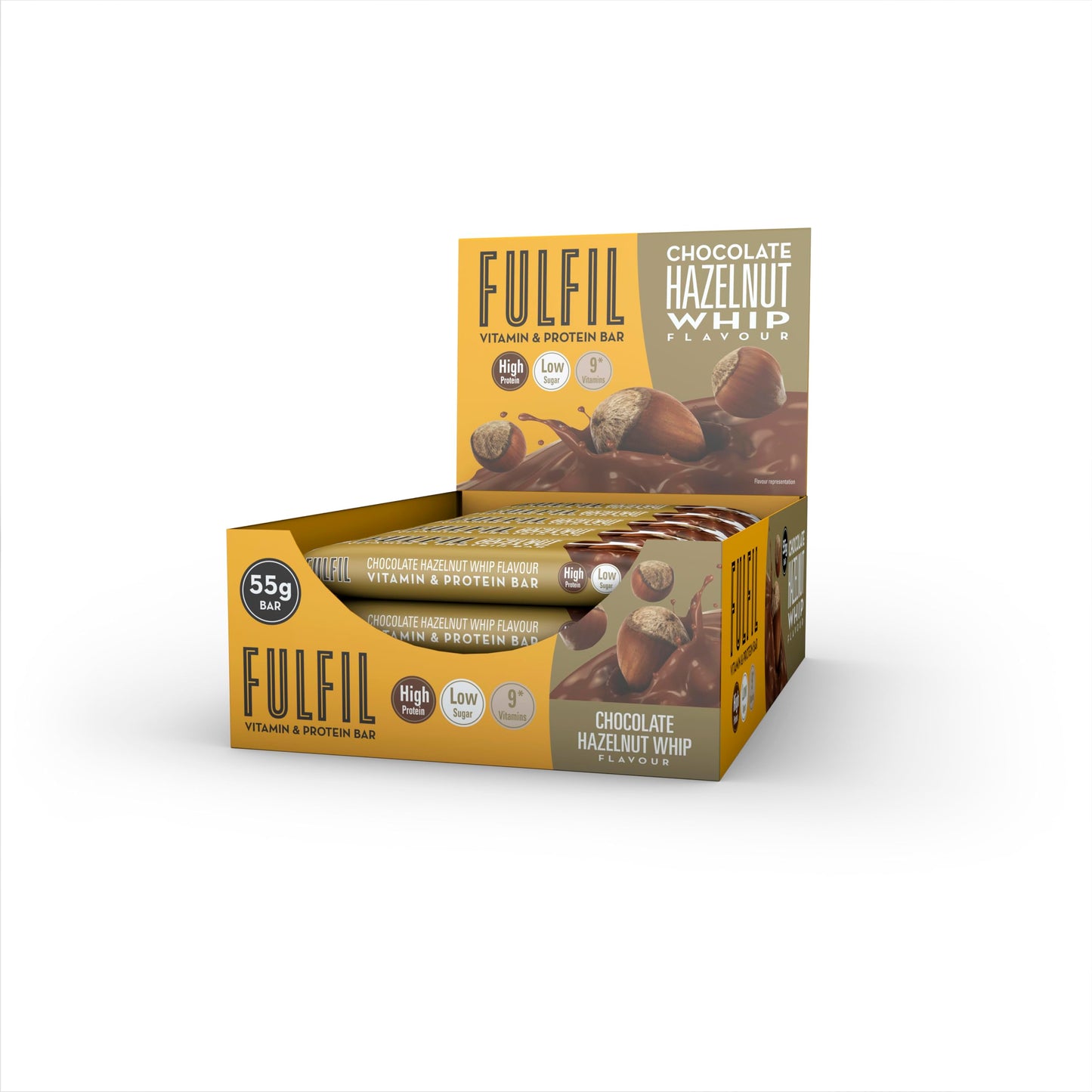 Fulfil Vitamin and Protein Bar (15 x 55 g Bars), Milk Chocolate Crunch Flavour, 20 g High Protein, 9 Vitamins, Low Sugar