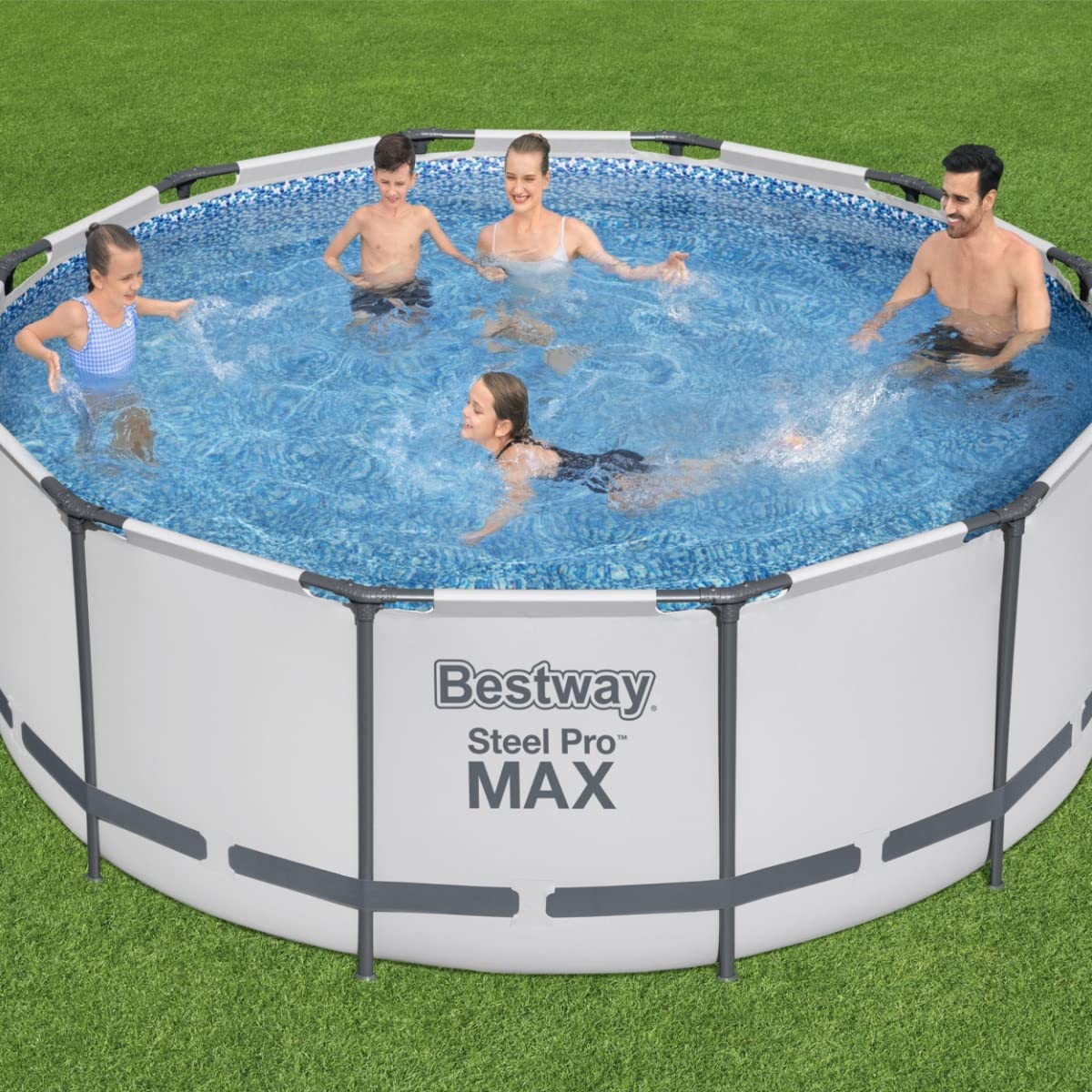 Bestway Steel Pro Max | Runder Rahmenpool mit Filterpumpe, Aufstellpools, grau, 10' 