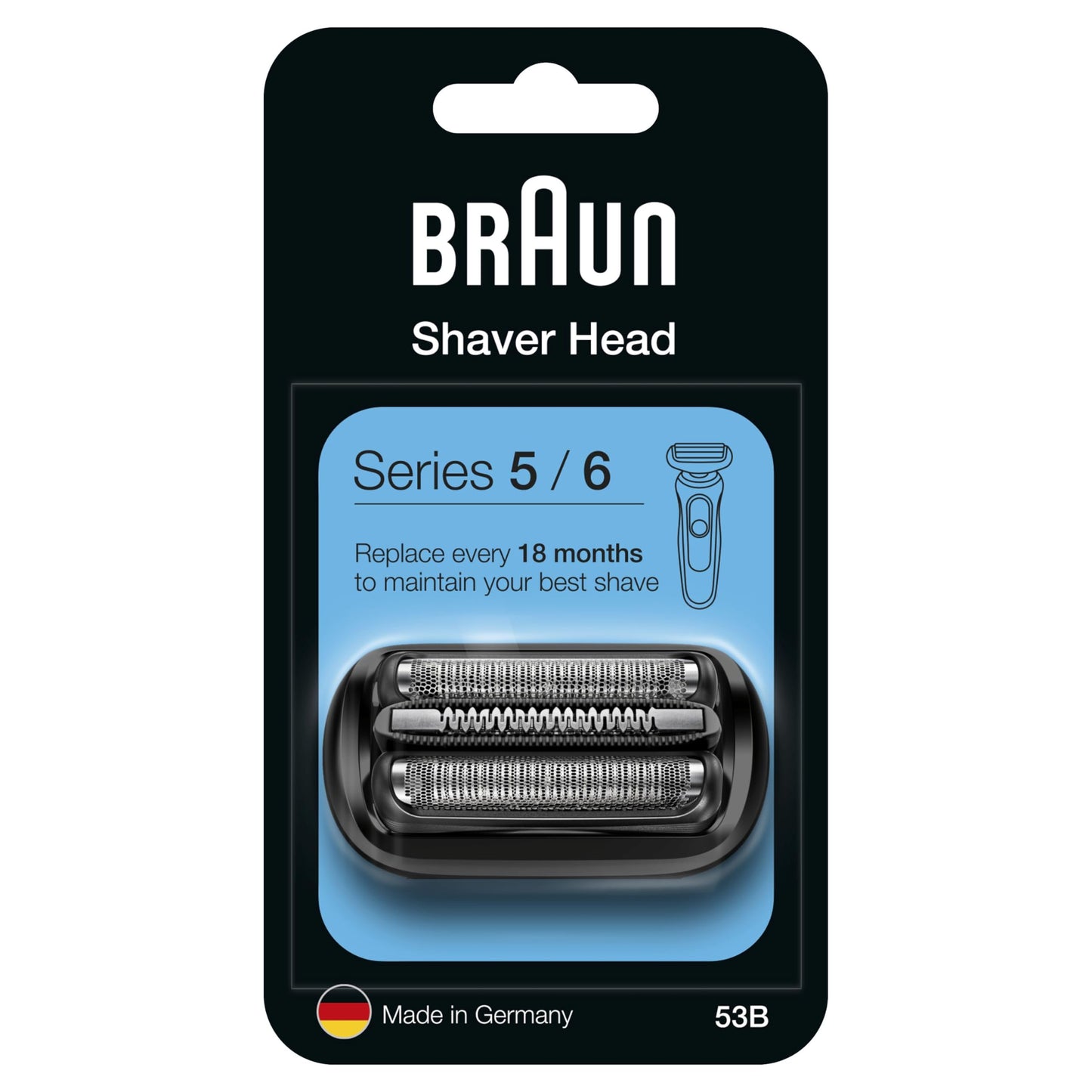 Braun Series 5 Electric Shaver Replacement Head, Easily Attach Your New Shaver Head, Compatible With All New Generation Series 5/6 Electric Shavers, 53B, Black