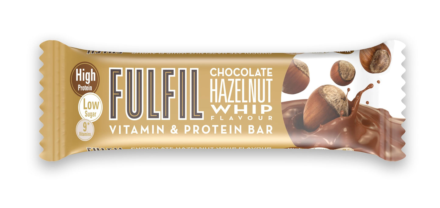 Fulfil Vitamin and Protein Bar (15 x 55 g Bars), Milk Chocolate Crunch Flavour, 20 g High Protein, 9 Vitamins, Low Sugar