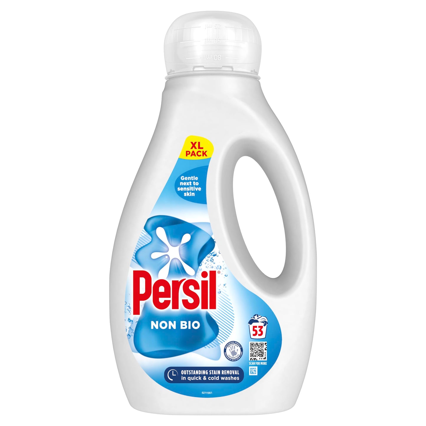 Persil Bio Laundry Washing Liquid Detergent 1st time removal of tough stains outstanding stain removal in quick & cold washes 53 washes (1.431 L)