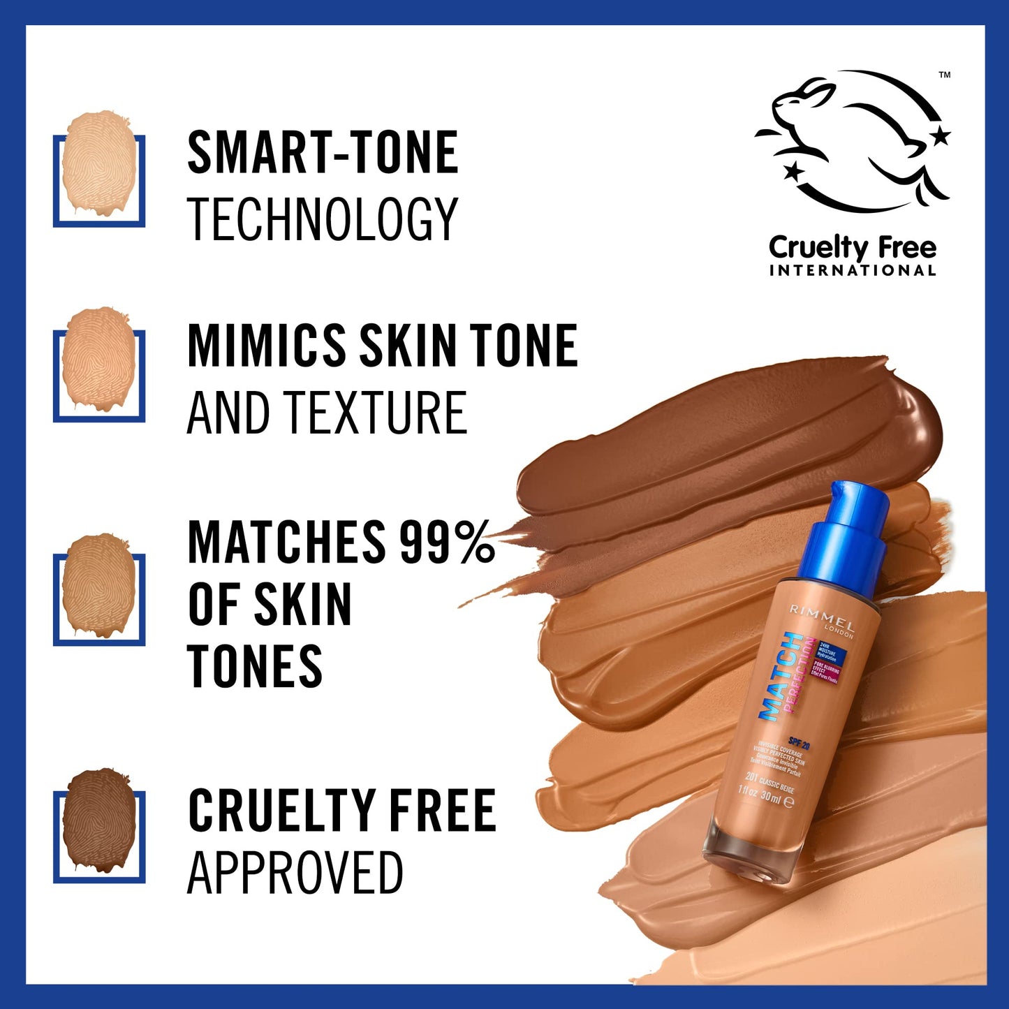 Rimmel Match Perfection Liquid Foundation, 101 Classic Ivory, 30ml