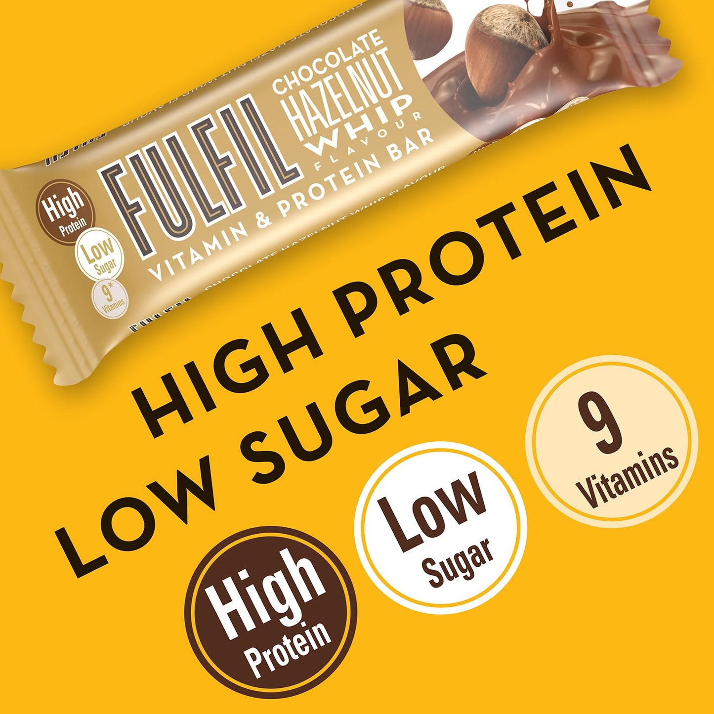 Fulfil Vitamin and Protein Bar (15 x 55 g Bars), Milk Chocolate Crunch Flavour, 20 g High Protein, 9 Vitamins, Low Sugar