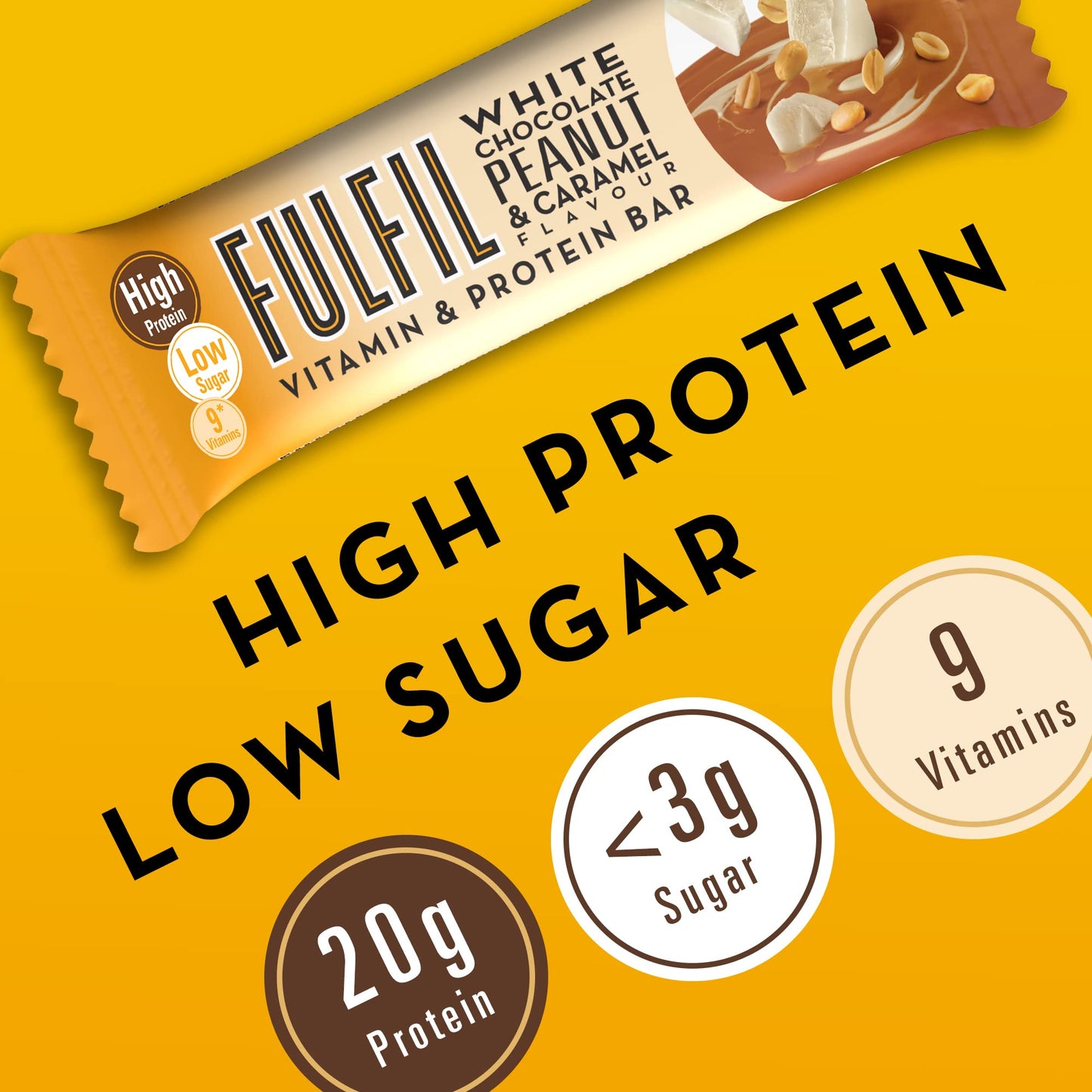 Fulfil Vitamin and Protein Bar (15 x 55 g Bars), Milk Chocolate Crunch Flavour, 20 g High Protein, 9 Vitamins, Low Sugar