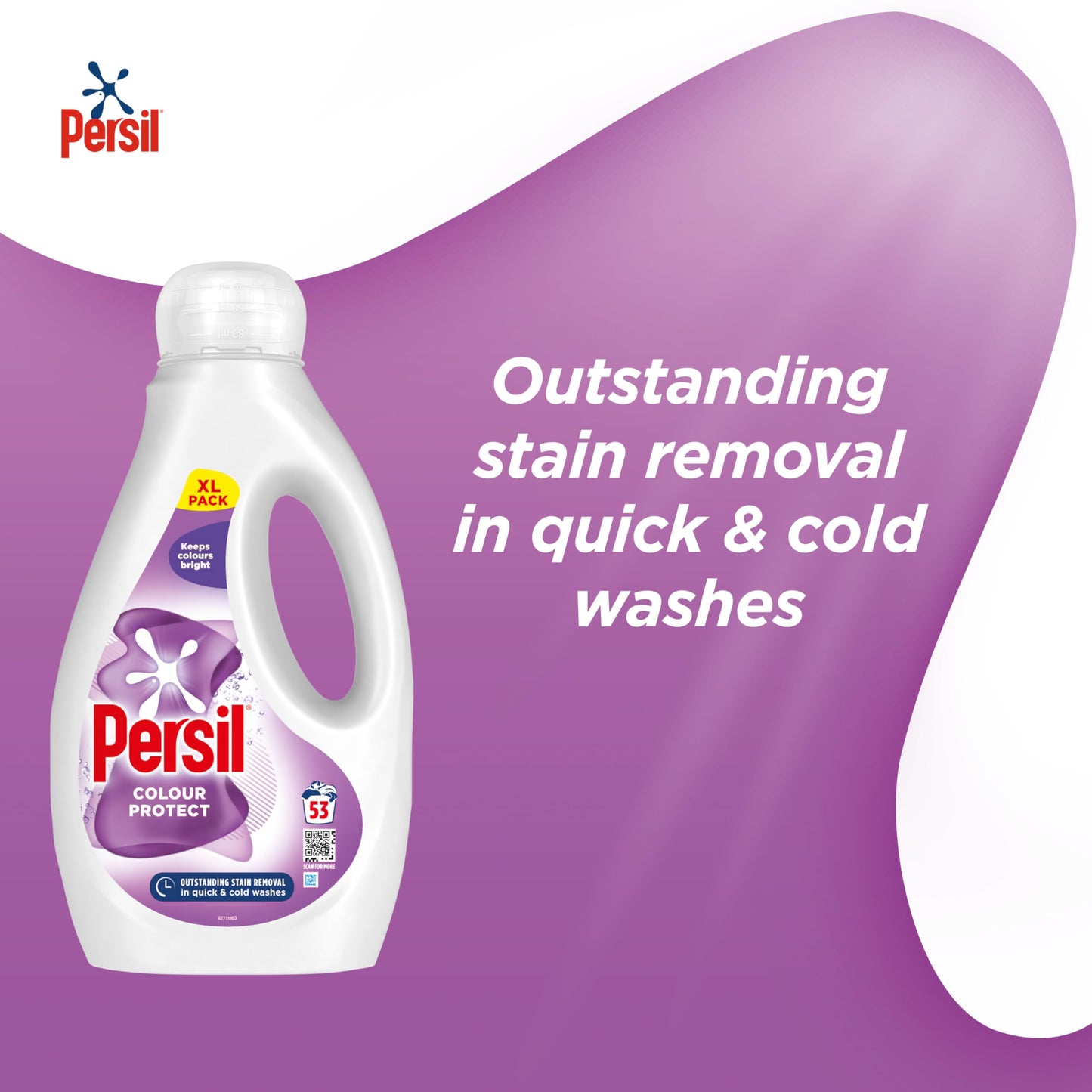 Persil Bio Laundry Washing Liquid Detergent 1st time removal of tough stains outstanding stain removal in quick & cold washes 53 washes (1.431 L)