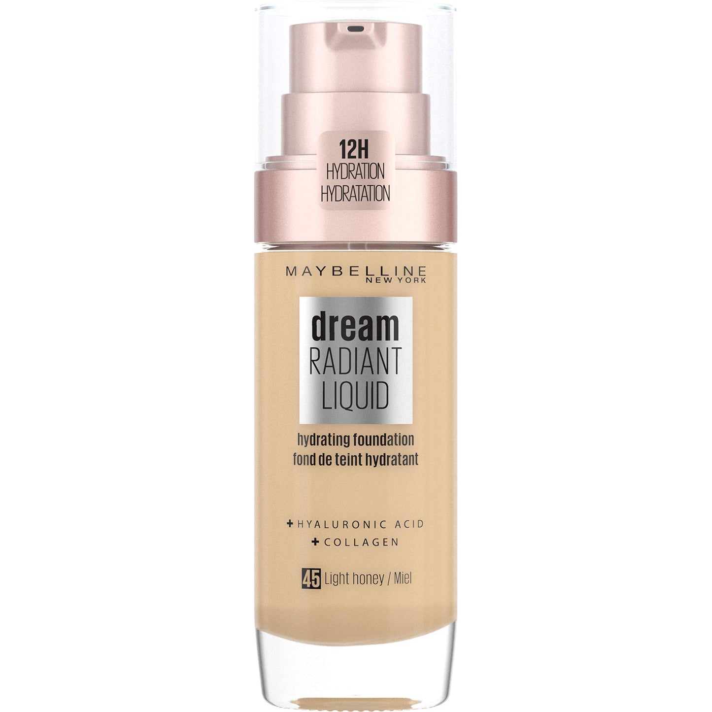 Maybelline Foundation, Dream Radiant Liquid Hydrating Foundation with Hyaluronic Acid and Collagen - Lightweight, Medium Coverage Up to 12 Hour Hydration - 30 Sand