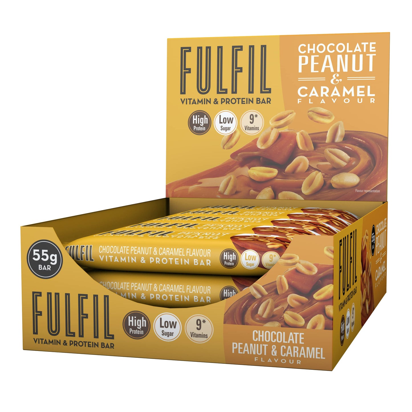 Fulfil Vitamin and Protein Bar (15 x 55 g Bars), Milk Chocolate Crunch Flavour, 20 g High Protein, 9 Vitamins, Low Sugar