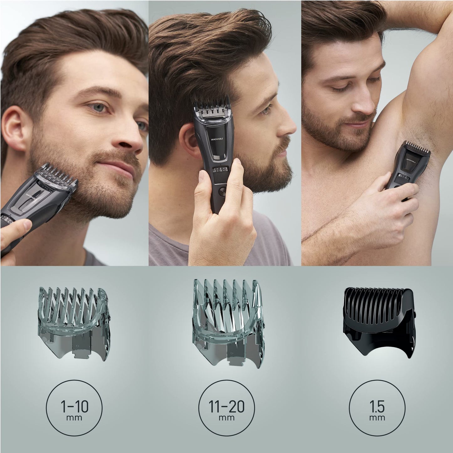 Panasonic ER-GB80 Wet & Dry Electric Beard, Hair and Body Trimmer for Men, 18 x 5.2 x 4.3 cm, Grey, 330 g