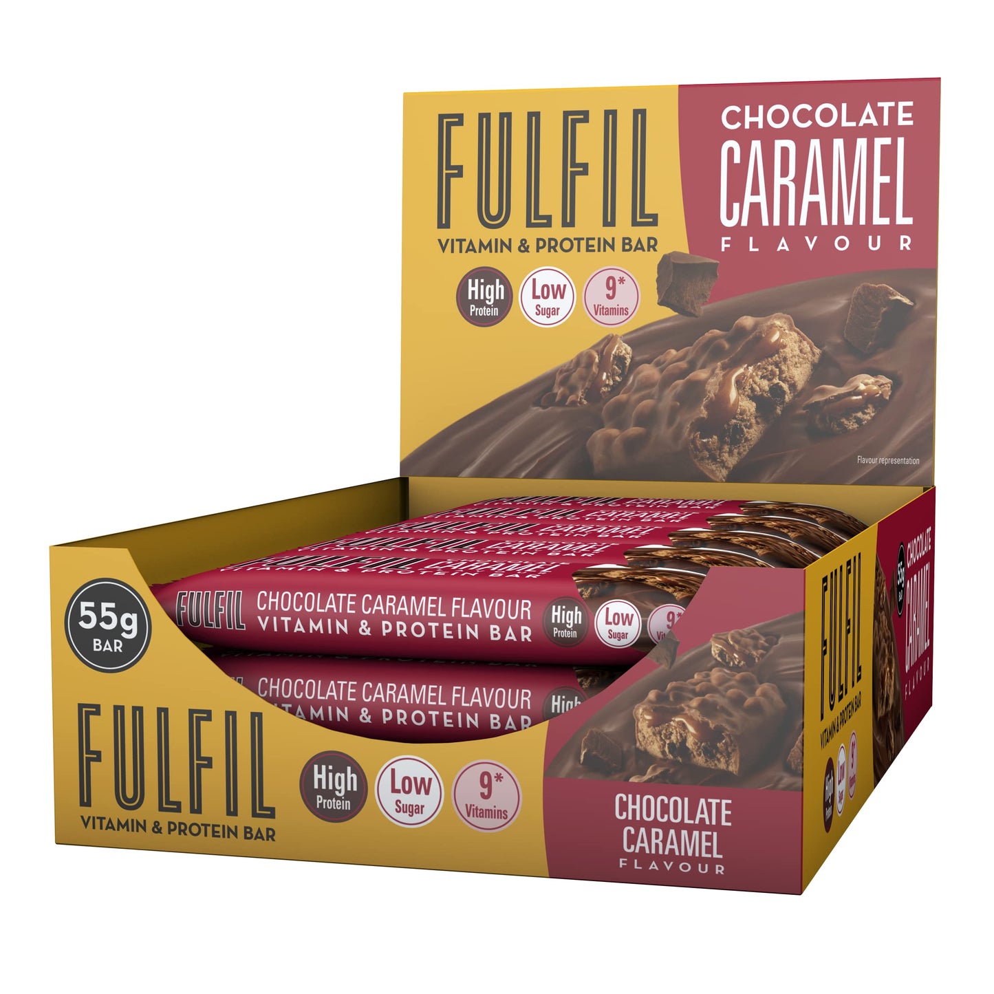 Fulfil Vitamin and Protein Bar (15 x 55 g Bars), Milk Chocolate Crunch Flavour, 20 g High Protein, 9 Vitamins, Low Sugar