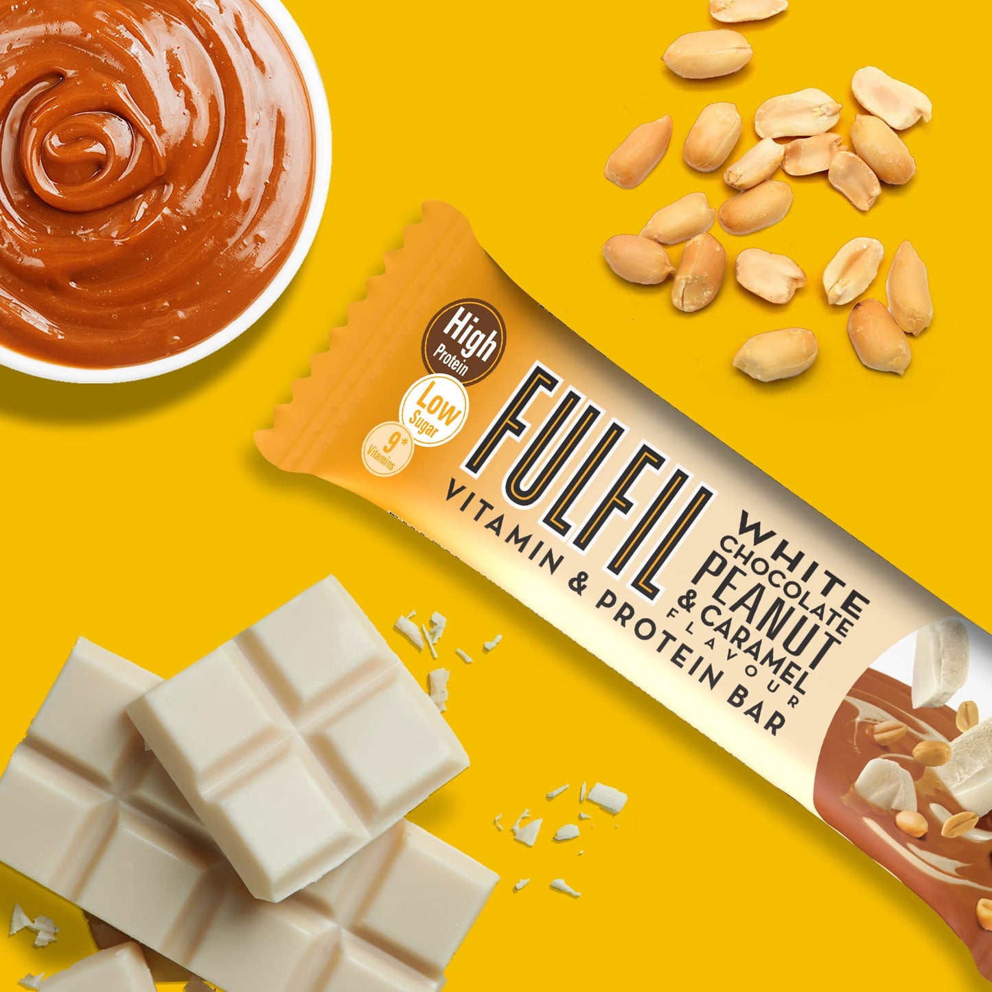 Fulfil Vitamin and Protein Bar (15 x 55 g Bars), Milk Chocolate Crunch Flavour, 20 g High Protein, 9 Vitamins, Low Sugar