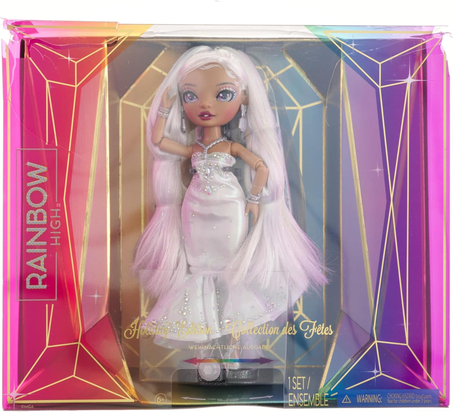 Rainbow High Holiday Editon Collectors Fashion Doll 2022 - ROXIE GRAND - Includes Multicoloured Hair, Iridescent & Diamond Gown, and Premium Doll Accessories - Great Gift for Kids Ages 6+