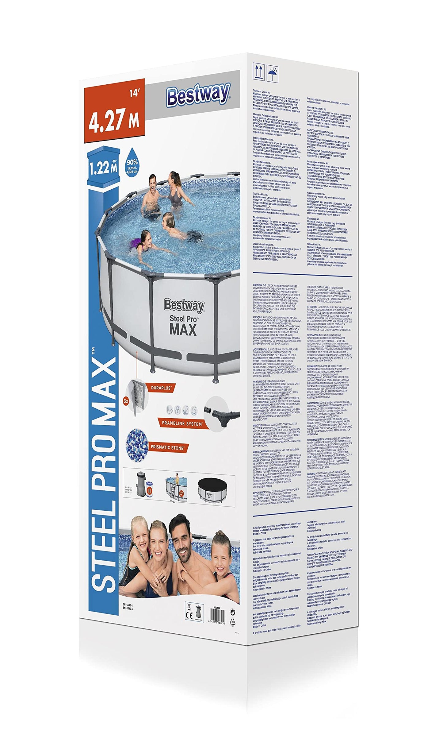 Bestway Steel Pro Max | Runder Rahmenpool mit Filterpumpe, Aufstellpools, grau, 10' 