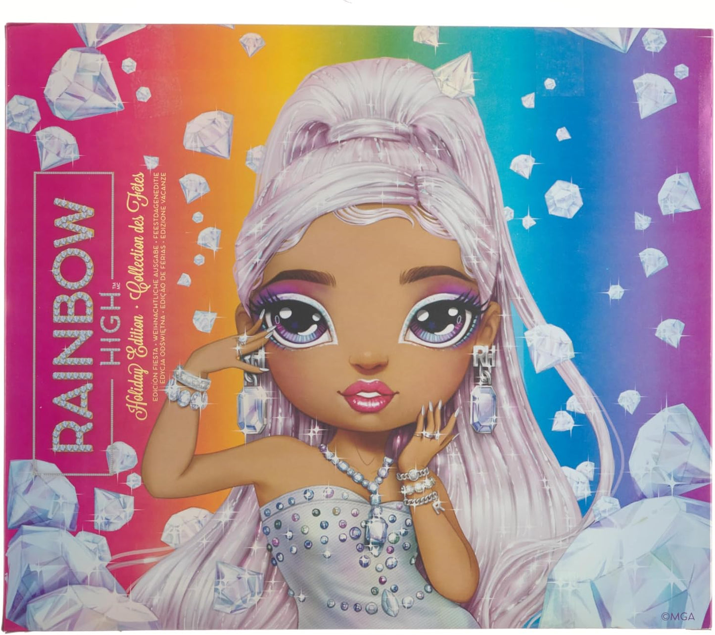 Rainbow High Holiday Editon Collectors Fashion Doll 2022 - ROXIE GRAND - Includes Multicoloured Hair, Iridescent & Diamond Gown, and Premium Doll Accessories - Great Gift for Kids Ages 6+