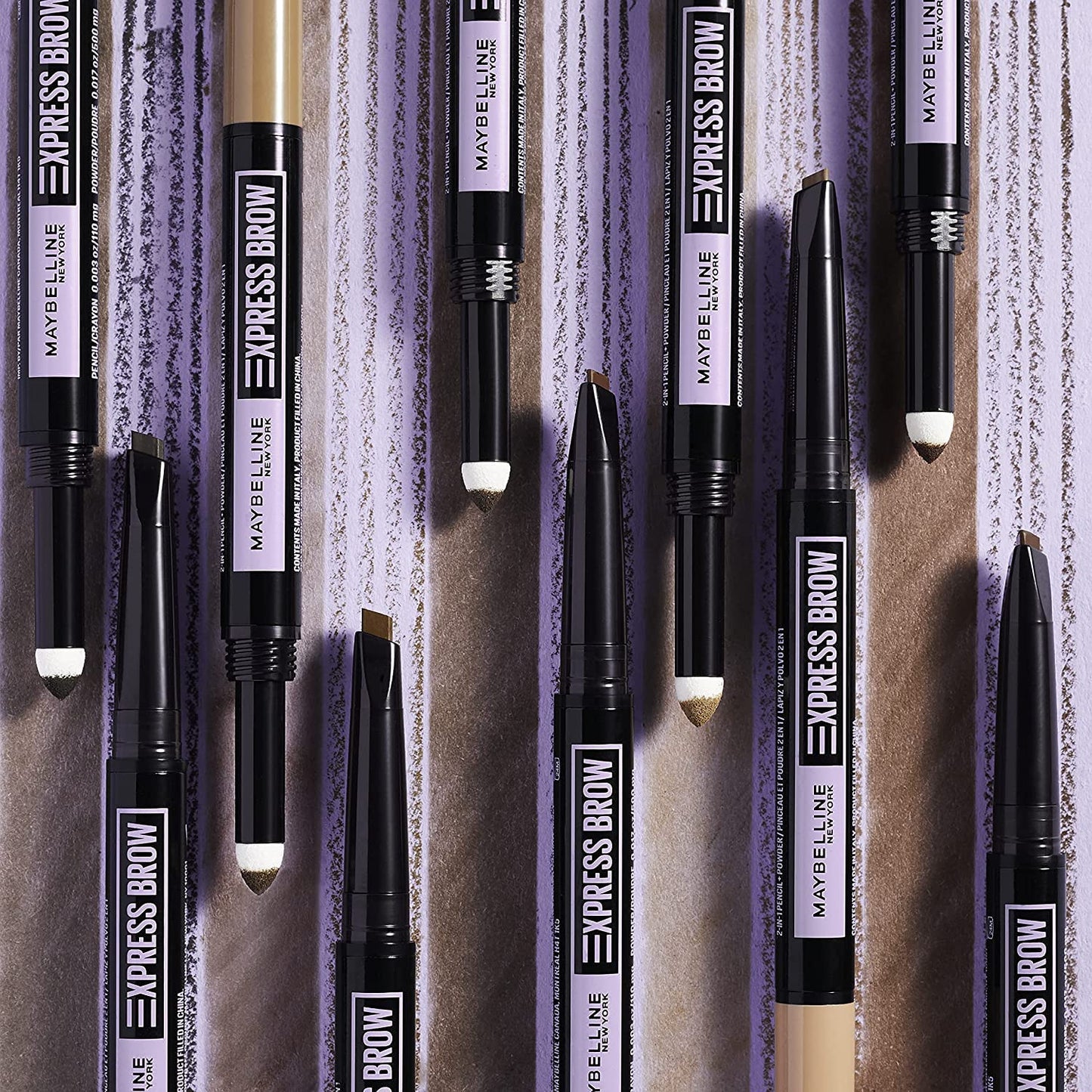 Maybelline New York Express Brow Duo Eyebrow Filling, Natural Looking 2-In-1 Pencil Pen + Filling Powder Dark Brown