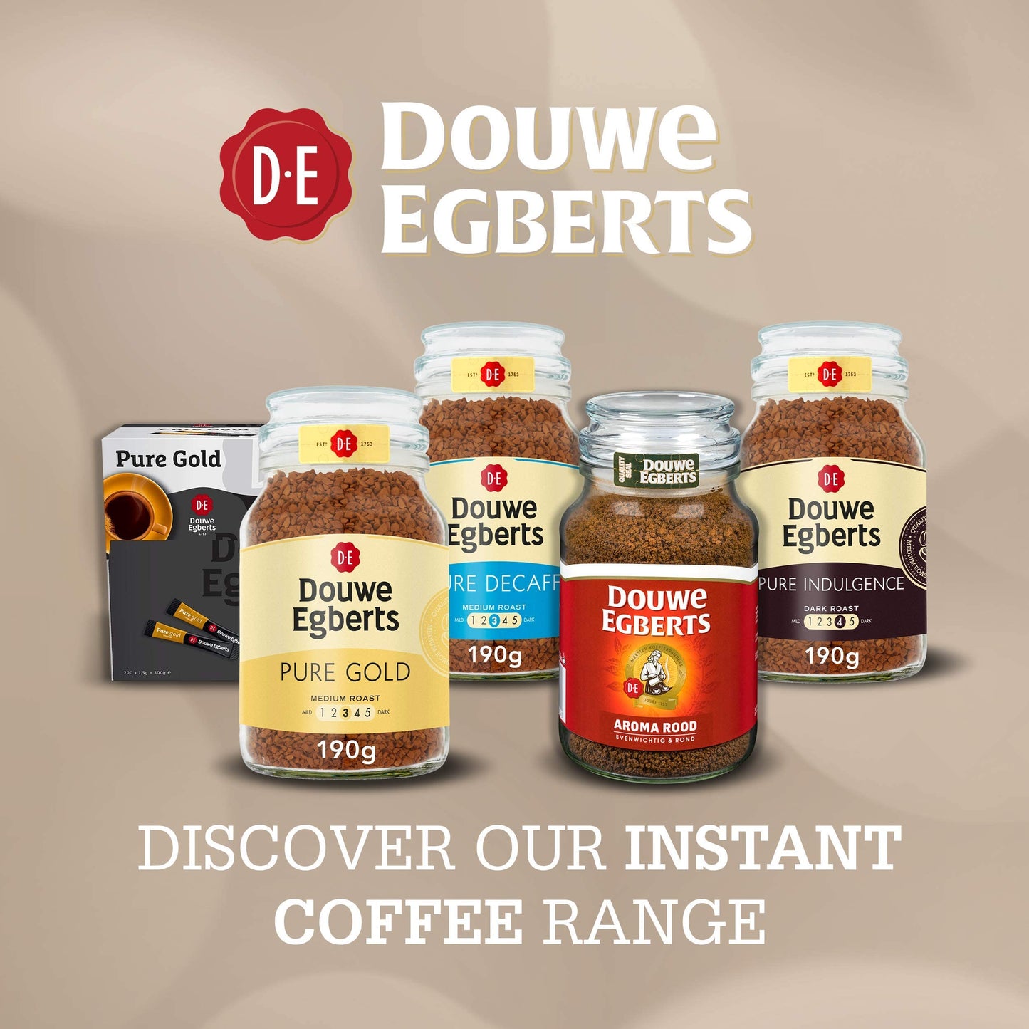 Douwe Egberts Pure Gold Instant Coffee - 1 x 750g Tin