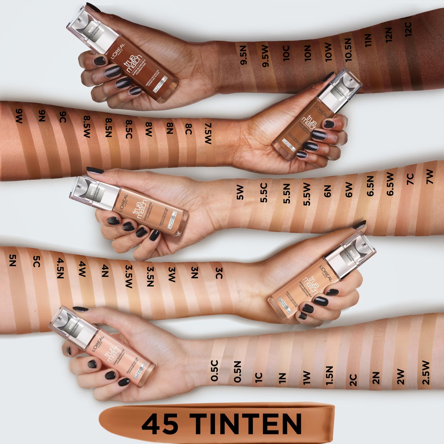 L'Oreal Paris True Match Liquid Foundation, Skincare Infused with Hyaluronic Acid, SPF 17, Available in 40 Shades, 6.5W Golden Toffee, 30 ml