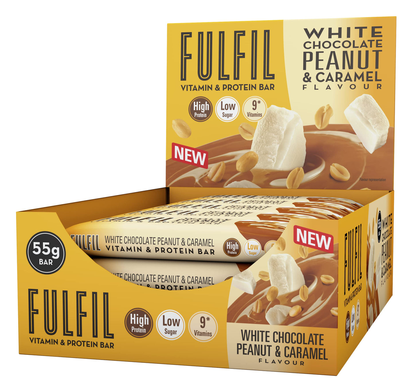 Fulfil Vitamin and Protein Bar (15 x 55 g Bars), Milk Chocolate Crunch Flavour, 20 g High Protein, 9 Vitamins, Low Sugar