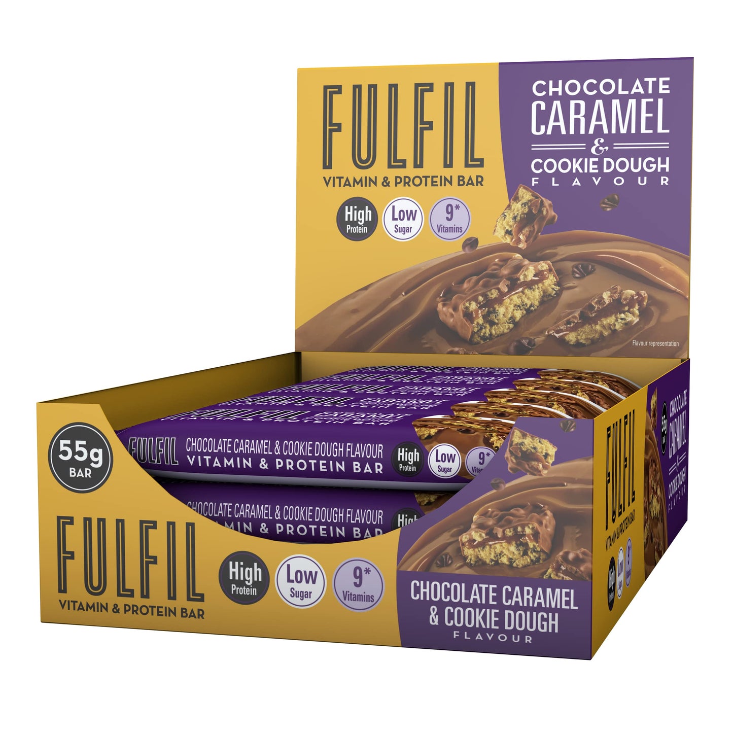 Fulfil Vitamin and Protein Bar (15 x 55 g Bars), Milk Chocolate Crunch Flavour, 20 g High Protein, 9 Vitamins, Low Sugar