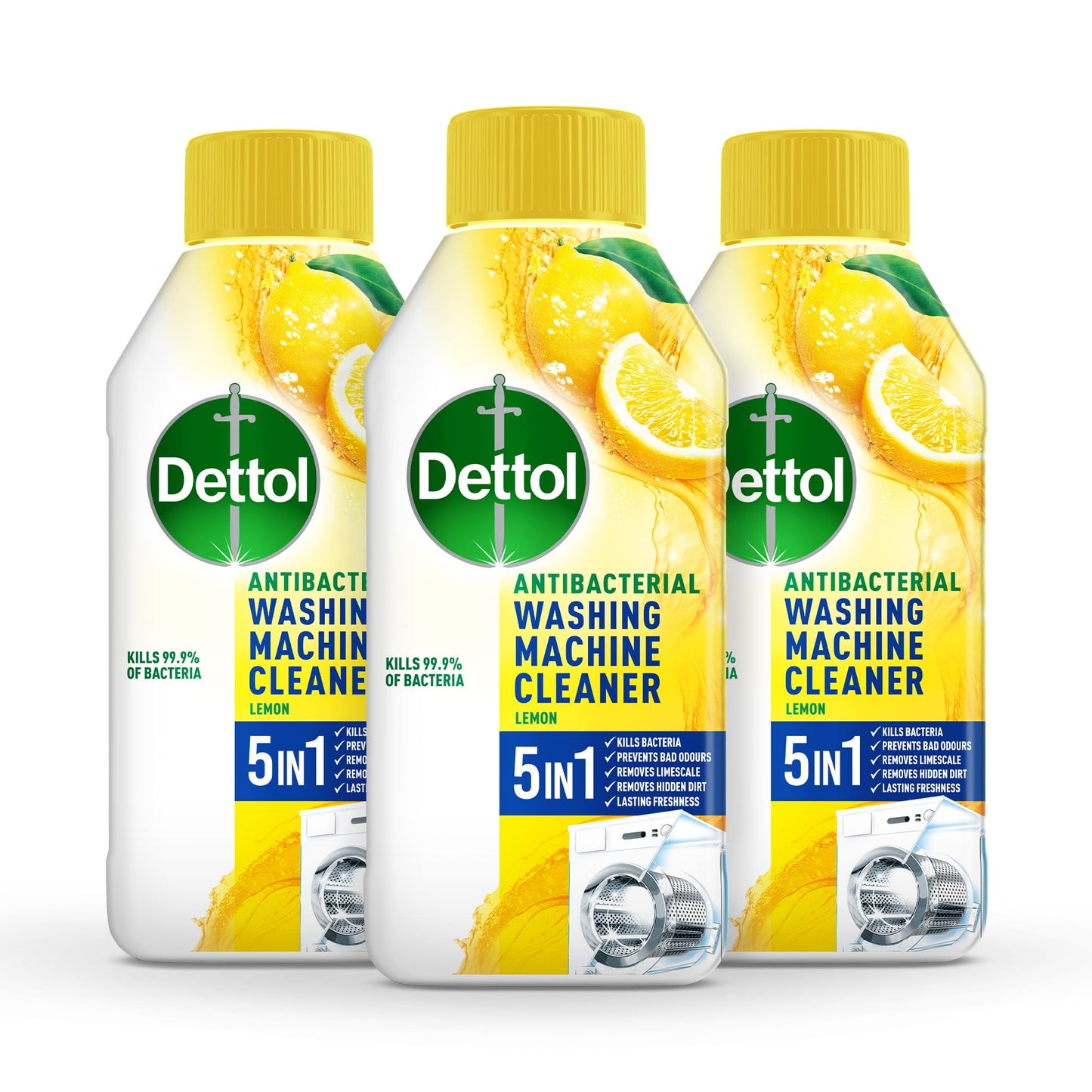 Dettol Washing Machine Cleaner, Original Fresh, 250ml, Laundry, Antibacterial, Disinfectant, Deep Clean Washing Machine, Removes Limescale Odours and Dirt, Descaler