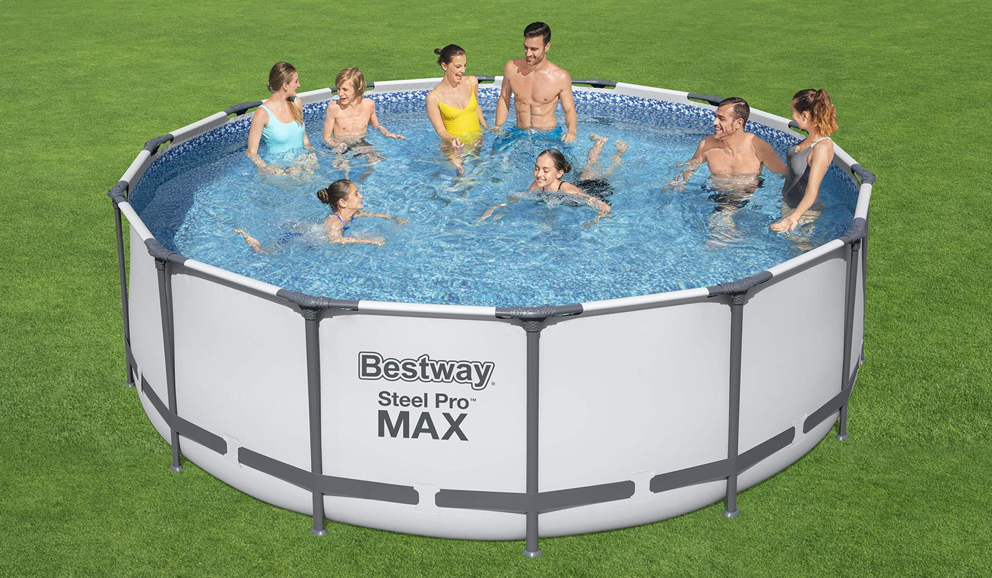 Bestway Steel Pro Max | Runder Rahmenpool mit Filterpumpe, Aufstellpools, grau, 10' 