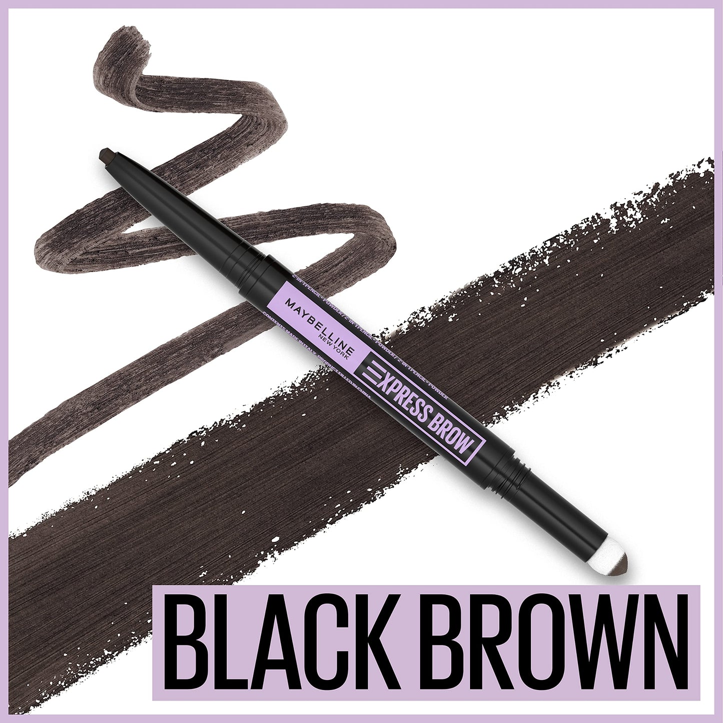 Maybelline New York Express Brow Duo Eyebrow Filling, Natural Looking 2-In-1 Pencil Pen + Filling Powder Dark Brown