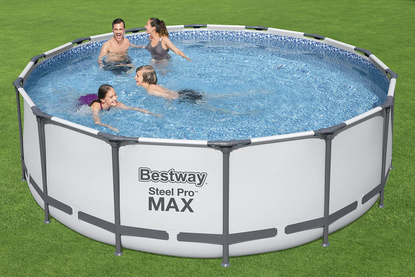 Bestway Steel Pro Max | Runder Rahmenpool mit Filterpumpe, Aufstellpools, grau, 10' 