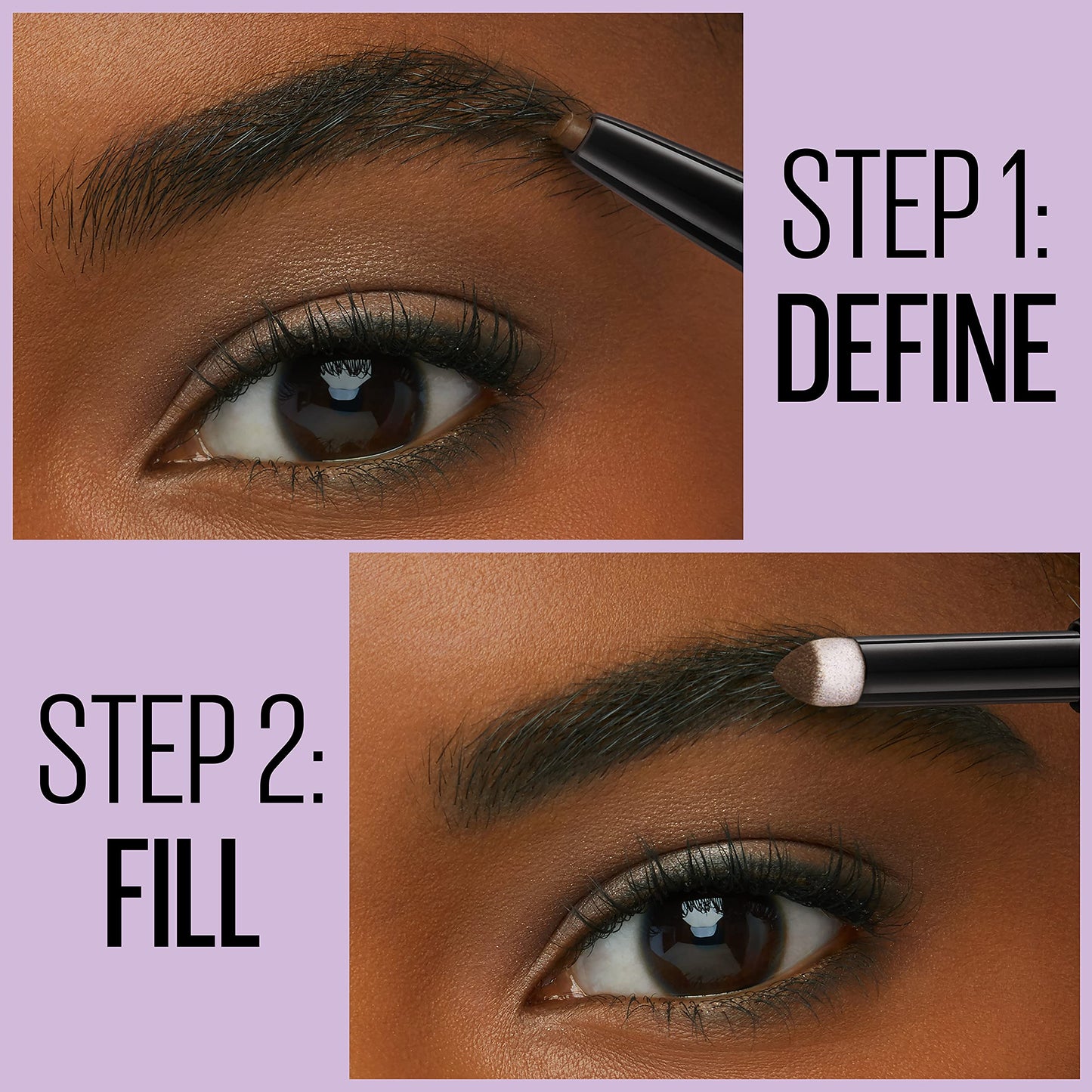 Maybelline New York Express Brow Duo Eyebrow Filling, Natural Looking 2-In-1 Pencil Pen + Filling Powder Dark Brown