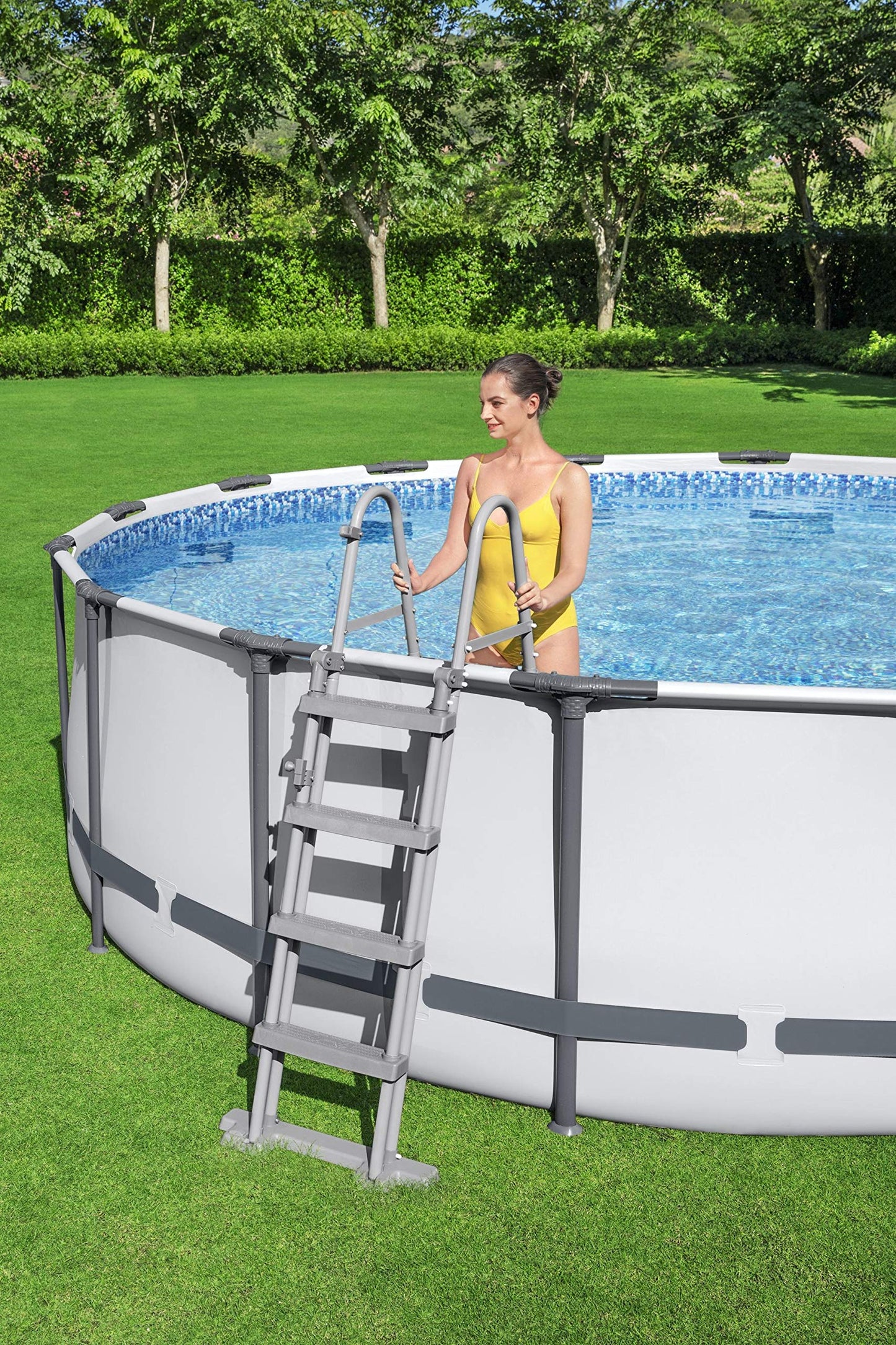 Bestway Steel Pro Max | Runder Rahmenpool mit Filterpumpe, Aufstellpools, grau, 10' 